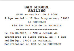 publicite legale transfert sasu