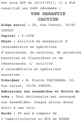 vgm garantie caution